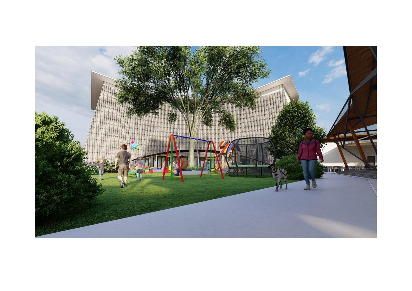 Rendering of the shared garden and play area